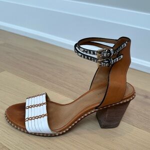 Coach block heel white/tan sandals